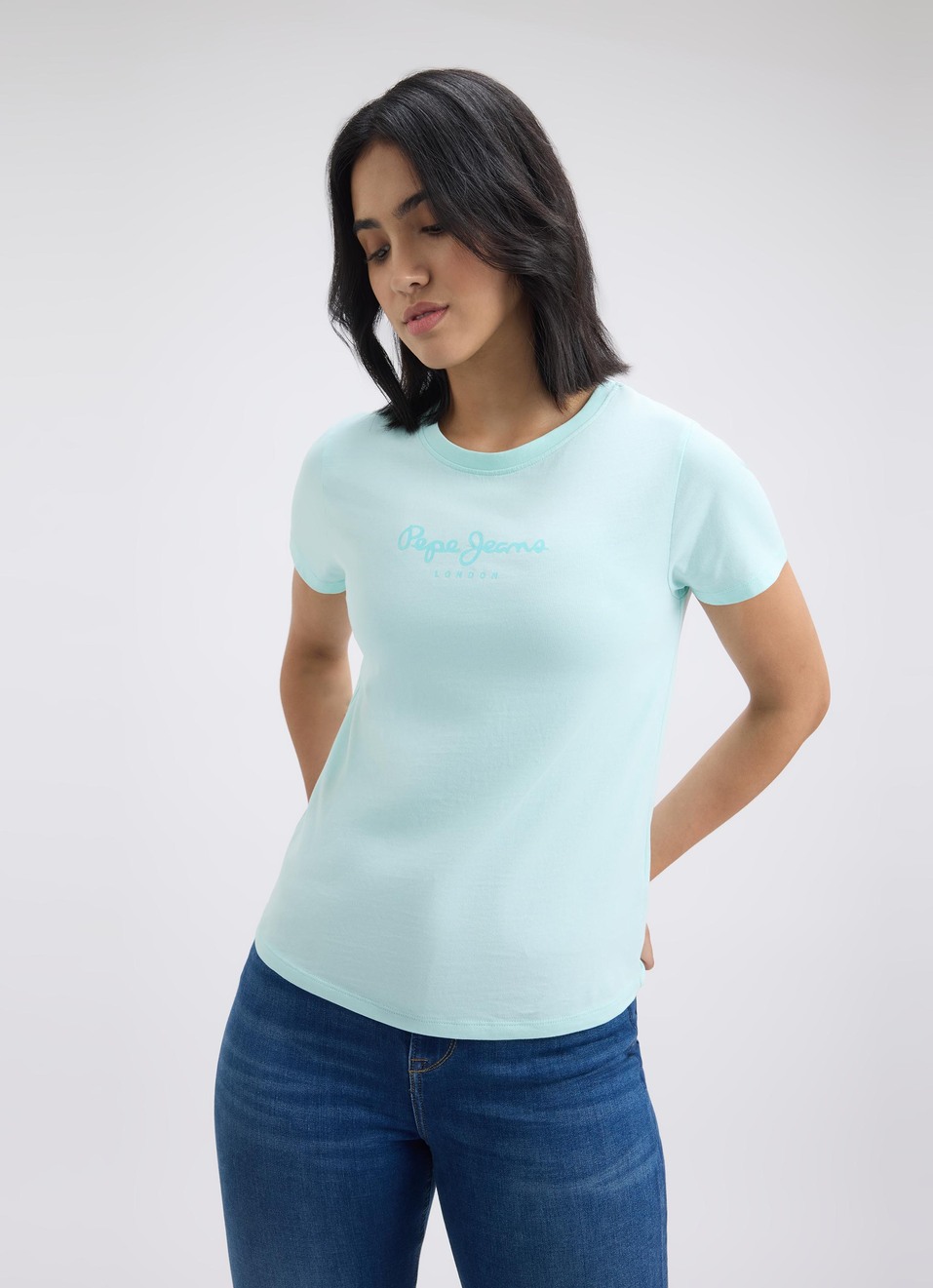 Women Blue Graphic Print Short Sleeve T-shirt, , large image number 1