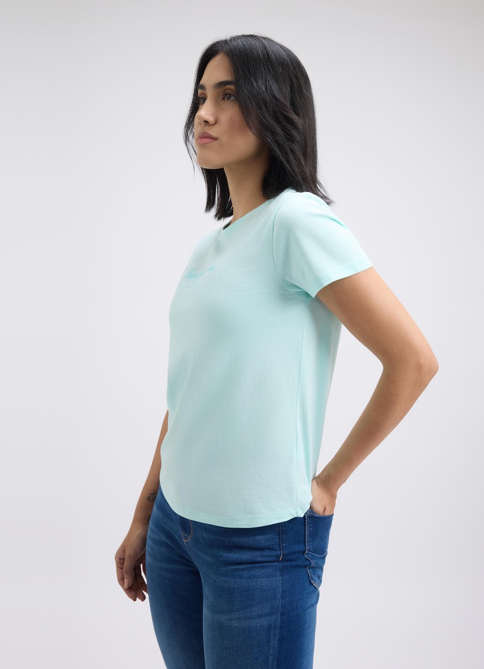 Women Blue Graphic Print Short Sleeve T-shirt, , large image number 3