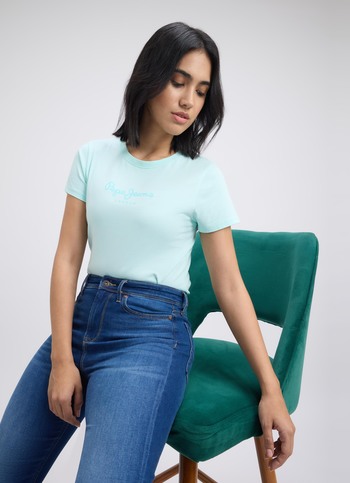 Women Blue Graphic Print Short Sleeve T-shirt