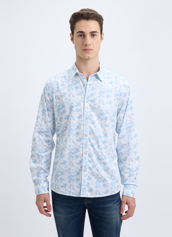 Men Blue Floral Print Full Sleeve Shirt