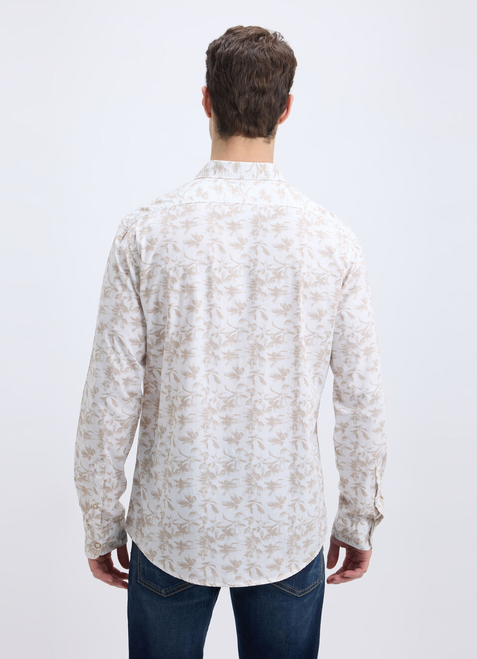Men Beige Floral Print Full Sleeve Shirt, , large image number 2