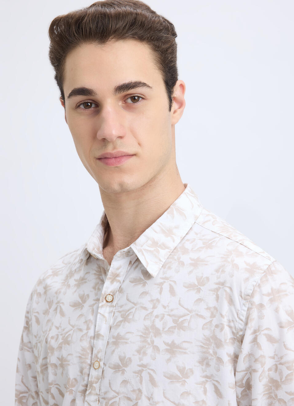 Men Beige Floral Print Full Sleeve Shirt, , large image number 4