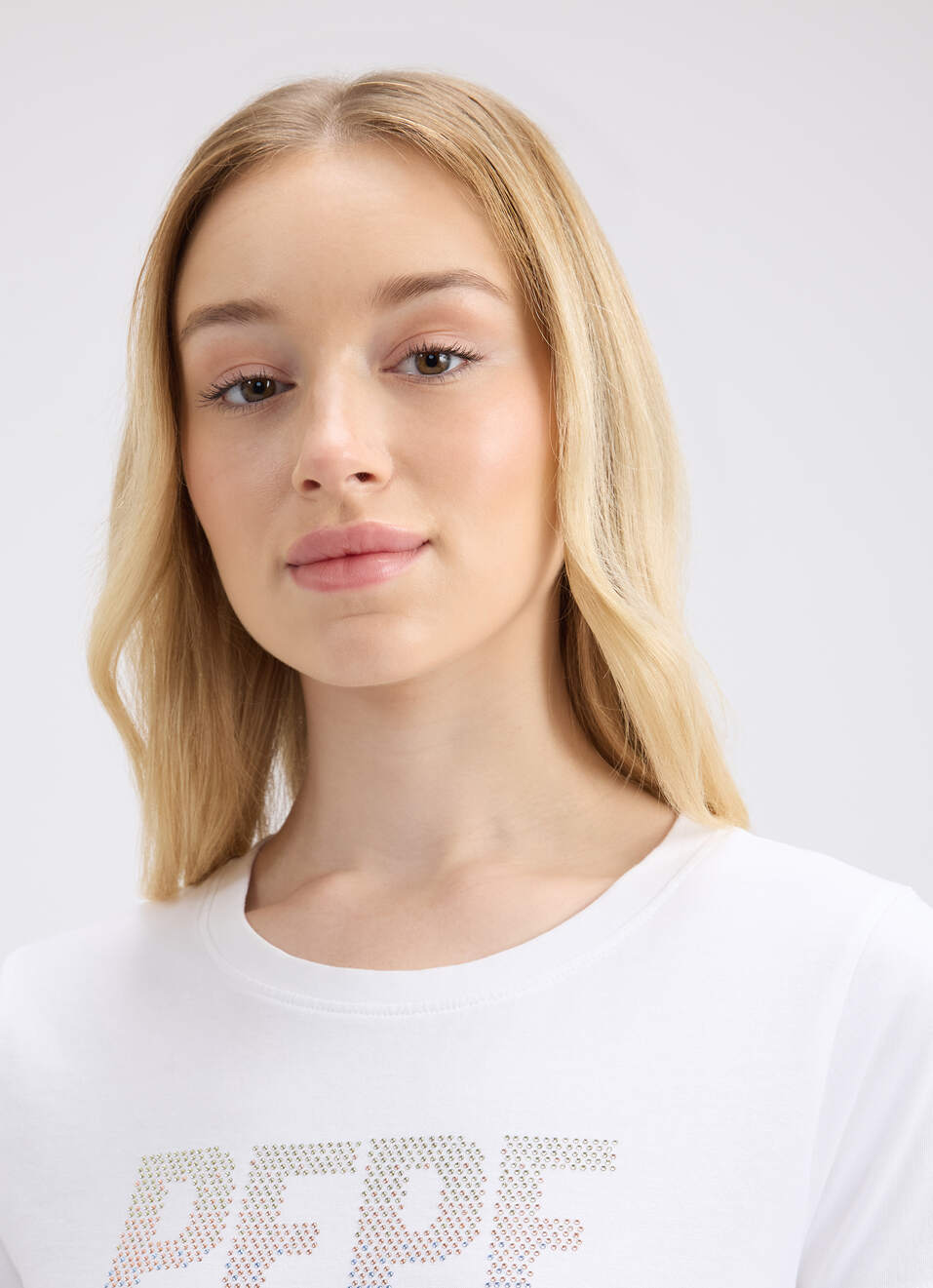 Women White Embellished Short Sleeve T-shirt, , large image number 4