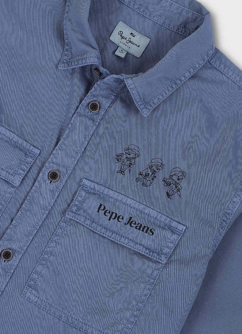 Boys Blue Overdyed Full Sleeve Oversized Shirt, , large image number 2