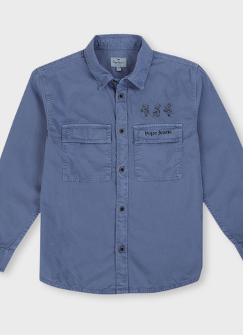 Boys Blue Overdyed Full Sleeve Oversized Shirt