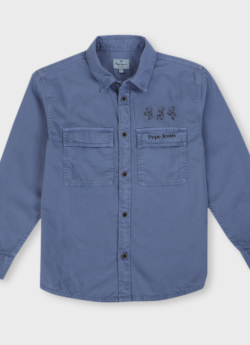 Boys Blue Overdyed Full Sleeve Oversized Shirt, , large image number 0