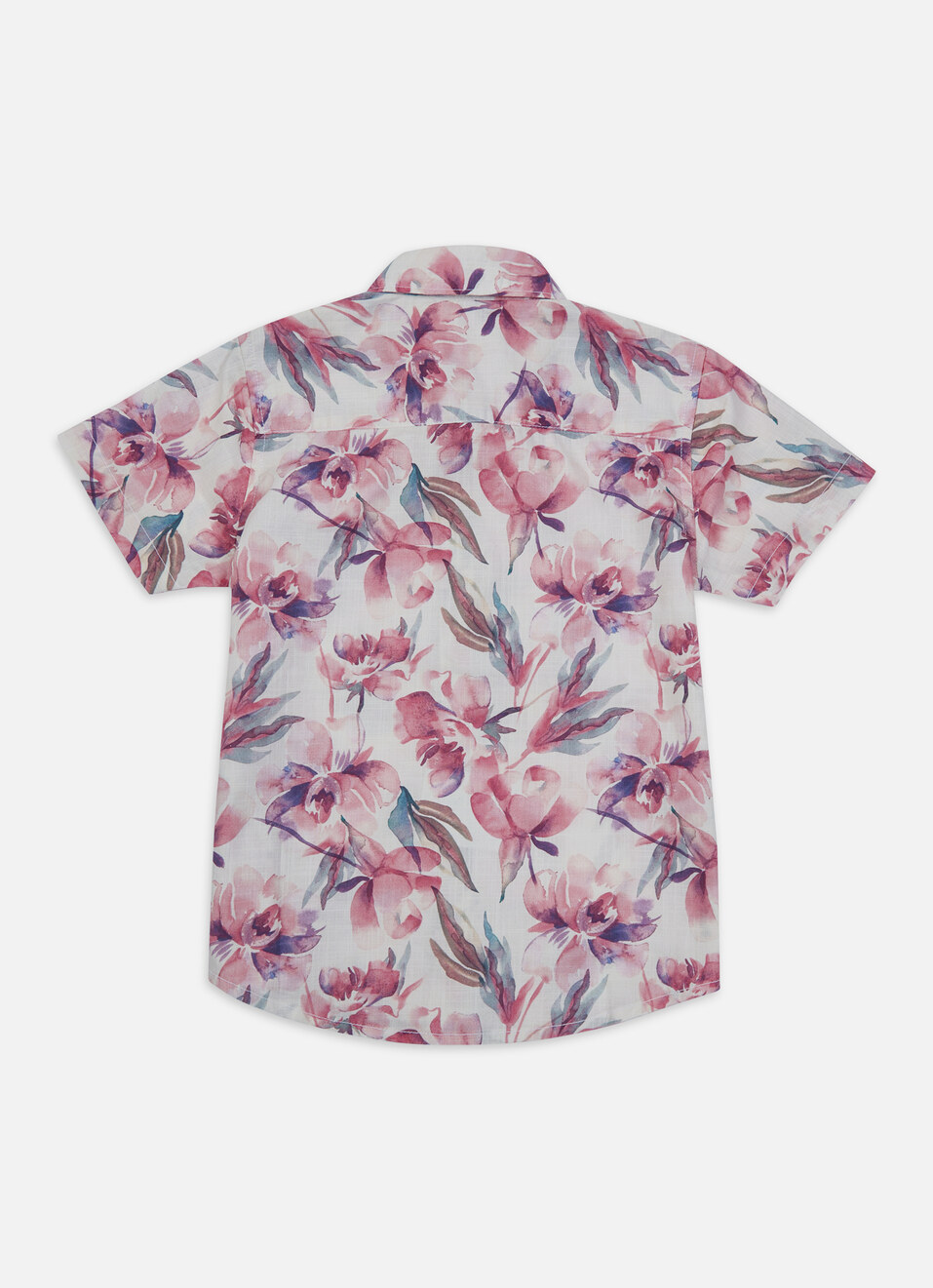 Boys Peach Floral Short Sleeve Shirt, , large image number 1
