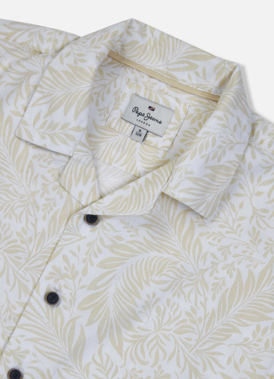 Boys Beige Resort Collar Short Sleeve Shirt, , large image number 2