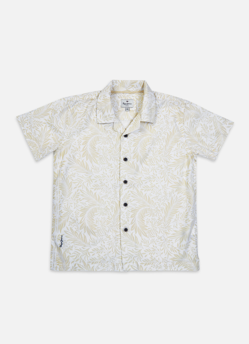 Boys Beige Resort Collar Short Sleeve Shirt, , large image number 0
