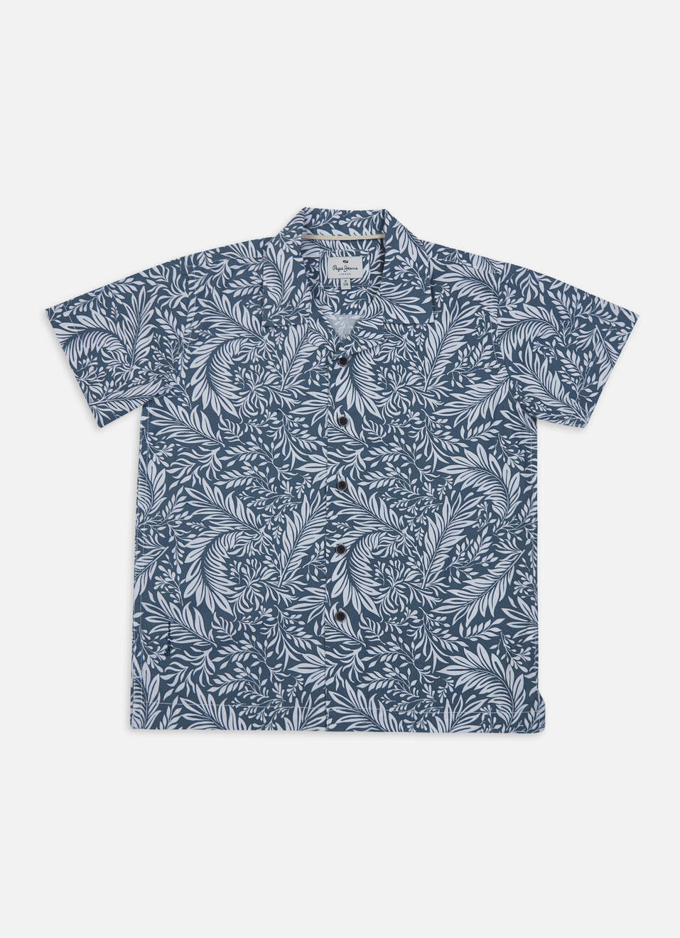 Boys Grey Resort Collar Short Sleeve Shirt, , large image number 0