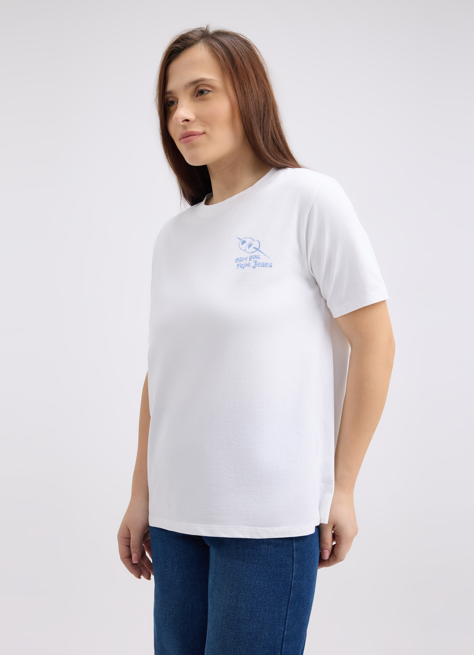 Women White Back Print Short Sleeve T-shirt, , large image number 3