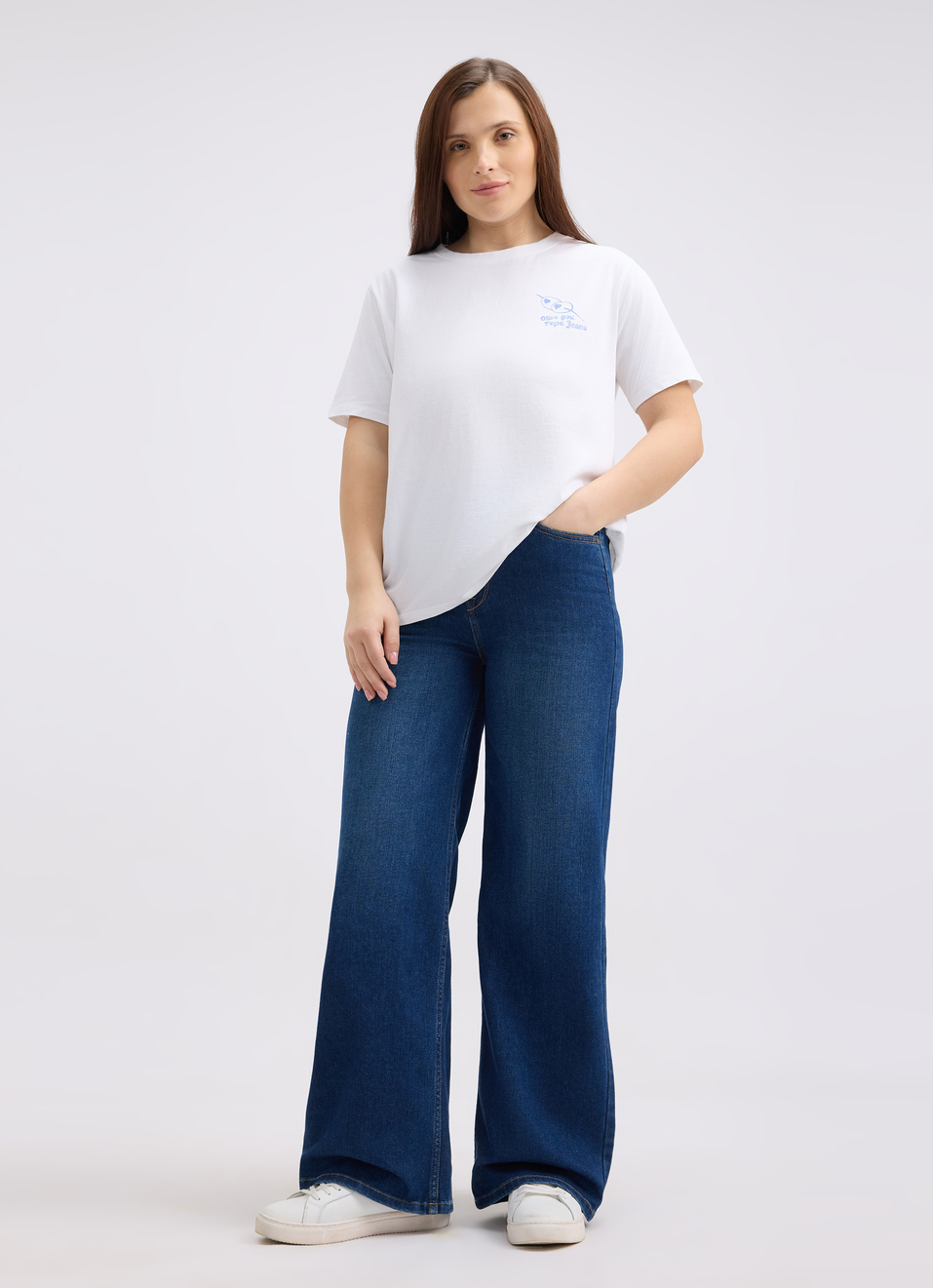 Women White Back Print Short Sleeve T-shirt, , large image number 5