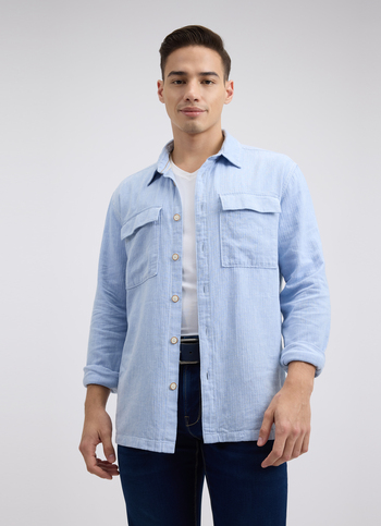 Men Blue Full Sleeve Oversized Shirt