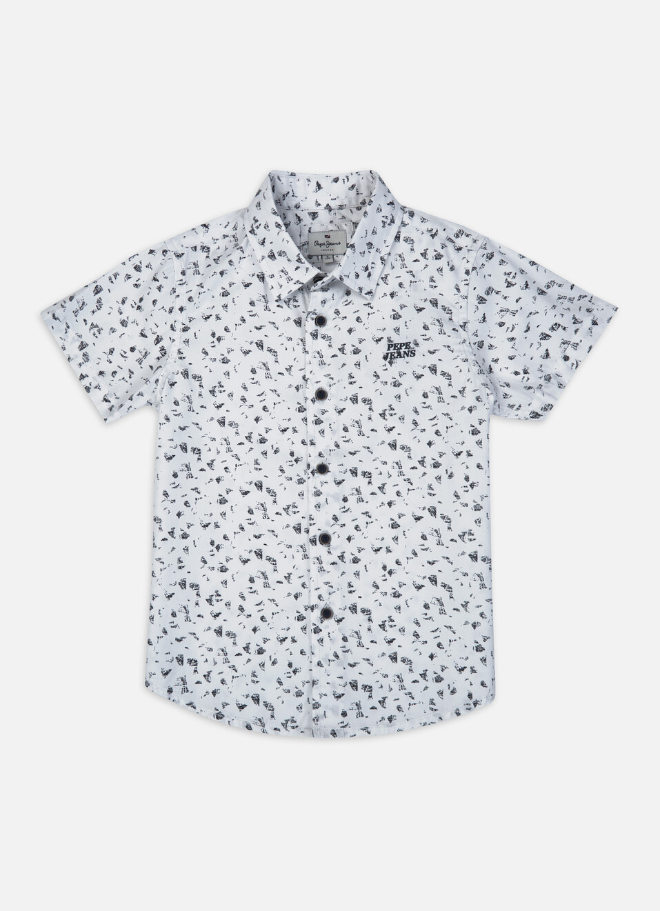 Boys White All Over Abstract Print Short Sleeve Shirt, , large image number 0
