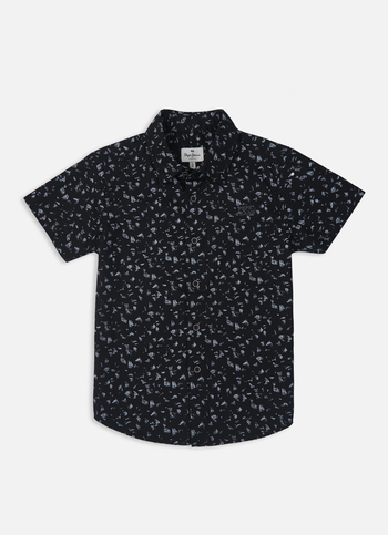 Boys Black All Over Abstract Print Short Sleeve Shirt