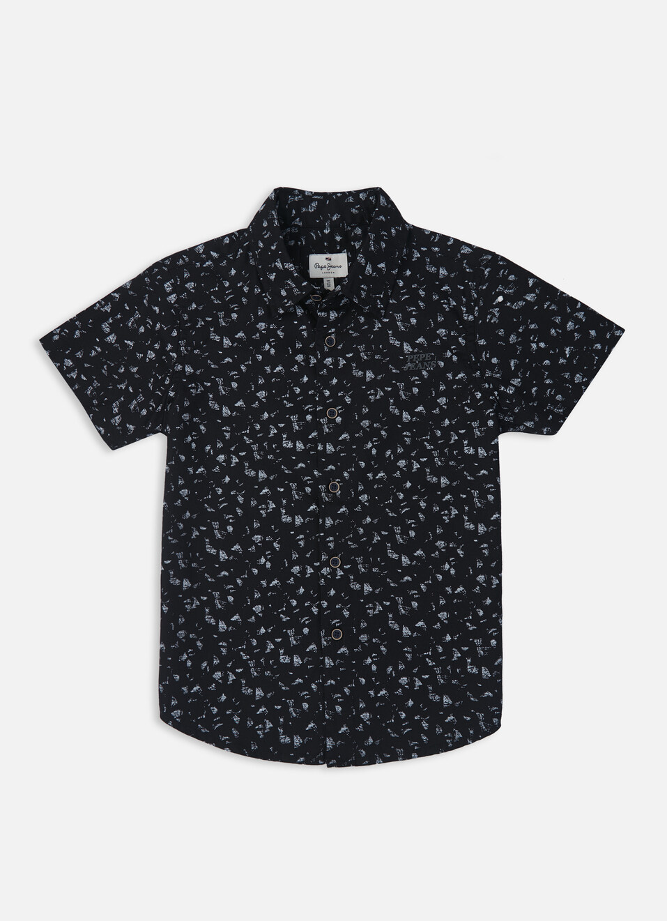Boys Black All Over Abstract Print Short Sleeve Shirt, , large image number 0