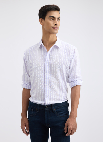 Men Purple Check Full Sleeve Shirt