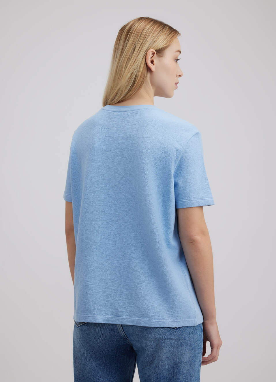 Women Blue Applique Embroidered Short Sleeve T-shirt, , large image number 2