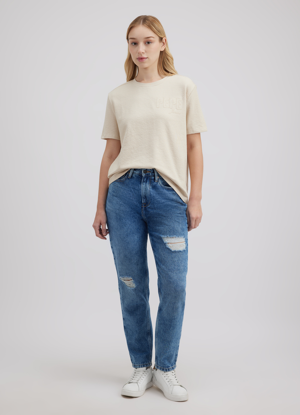 Women Beige Applique Embroidered Short Sleeve T-shirt, , large image number 5