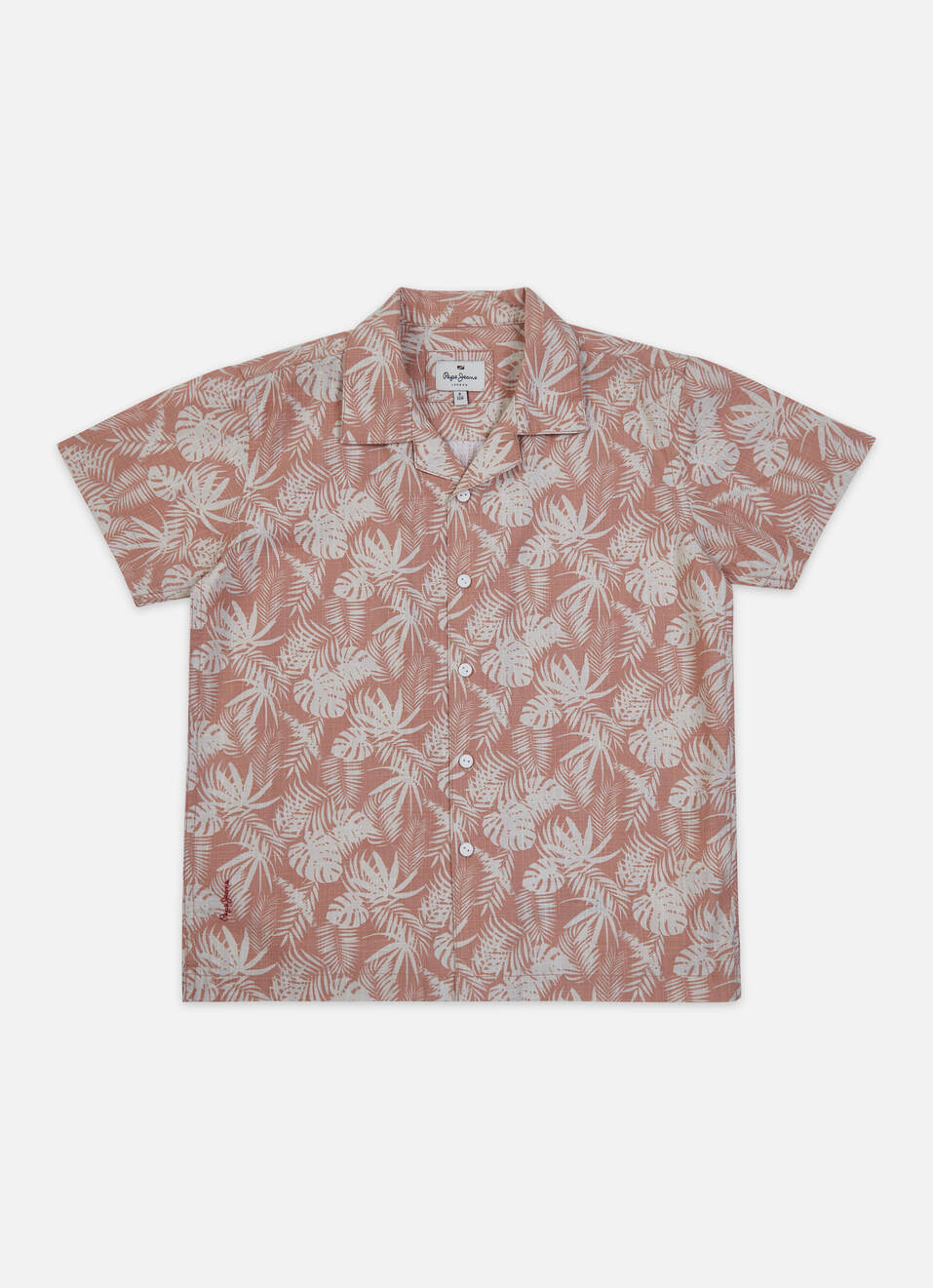 Boys Peach Resort Collar Short Sleeve Shirt, , large image number 0
