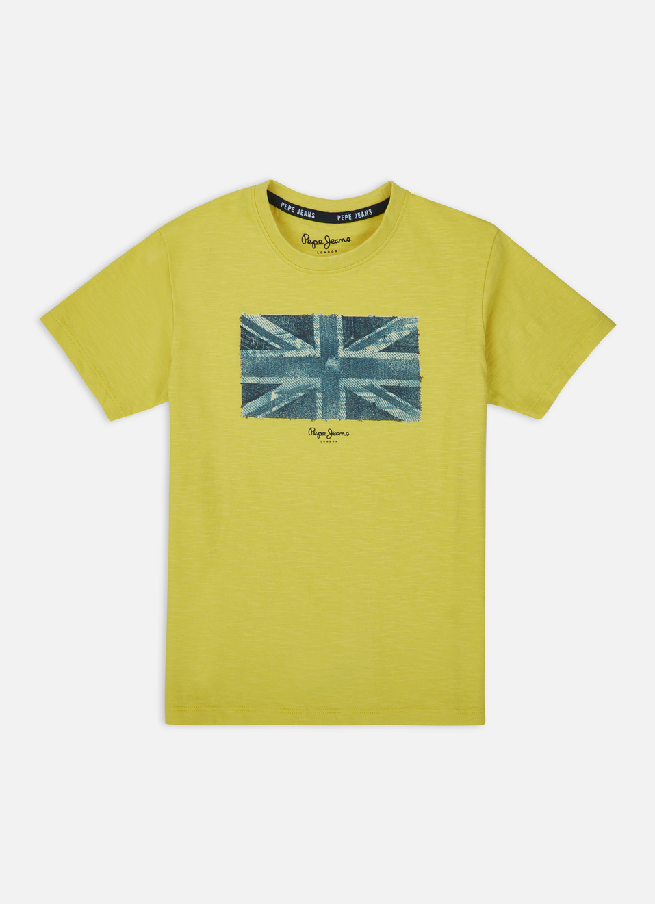 Boys Yellow Union Jack Print Short Sleeve T-shirt, , large image number 0