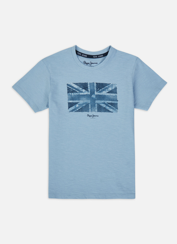 Boys Blue Union Jack Print Short Sleeve T-shirt