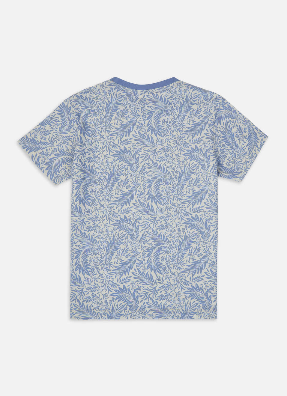 Boys Light Indigo All Over Leaf Print Short Sleeve T-shirt, , large image number 1