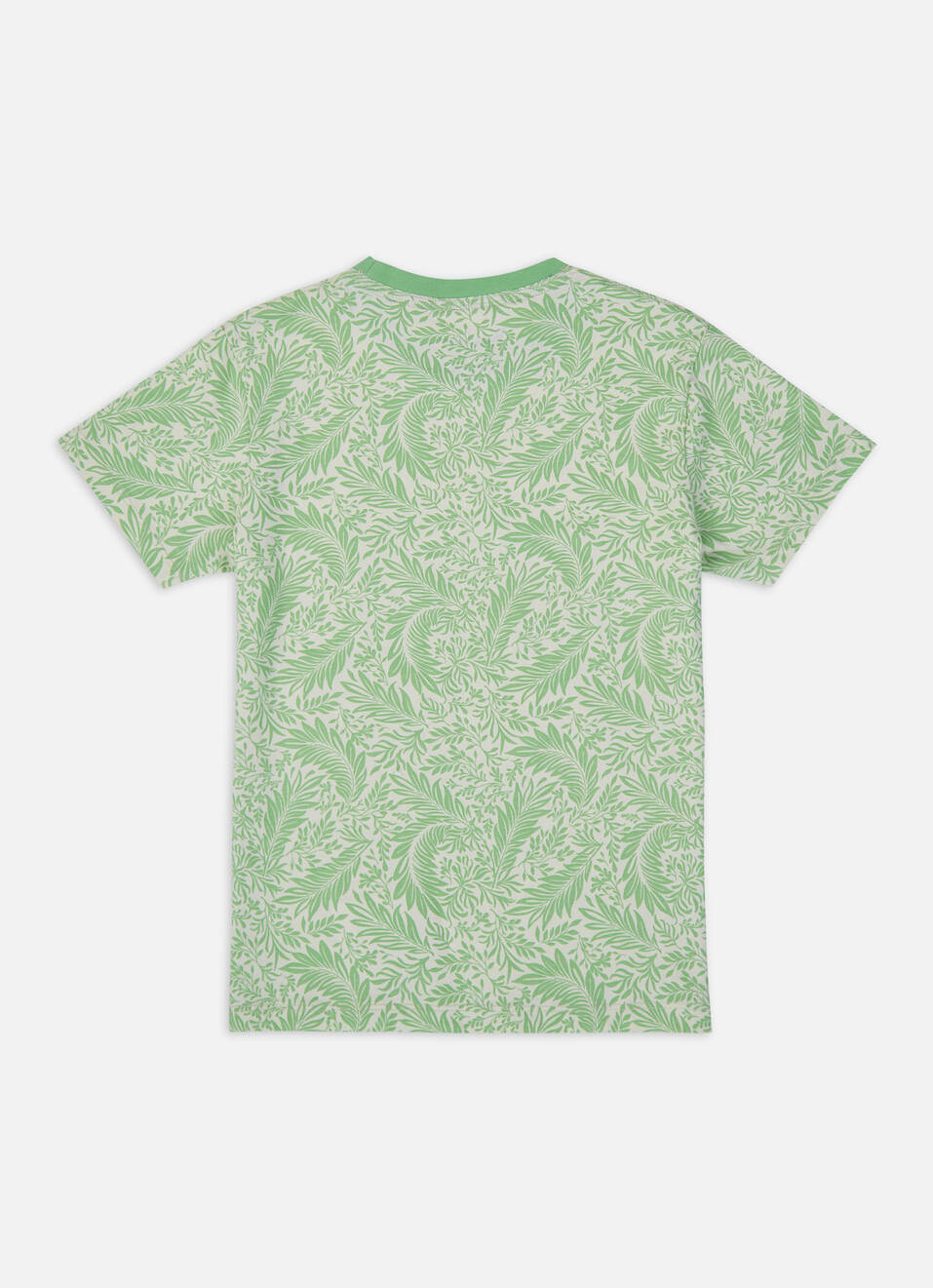 Boys Green All Over Leaf Print Short Sleeve T-shirt, , large image number 1
