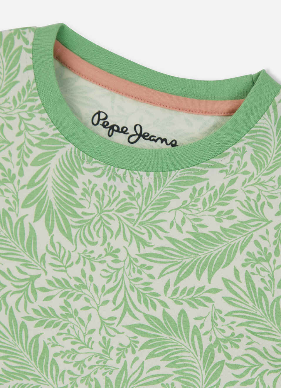 Boys Green All Over Leaf Print Short Sleeve T-shirt, , large image number 2
