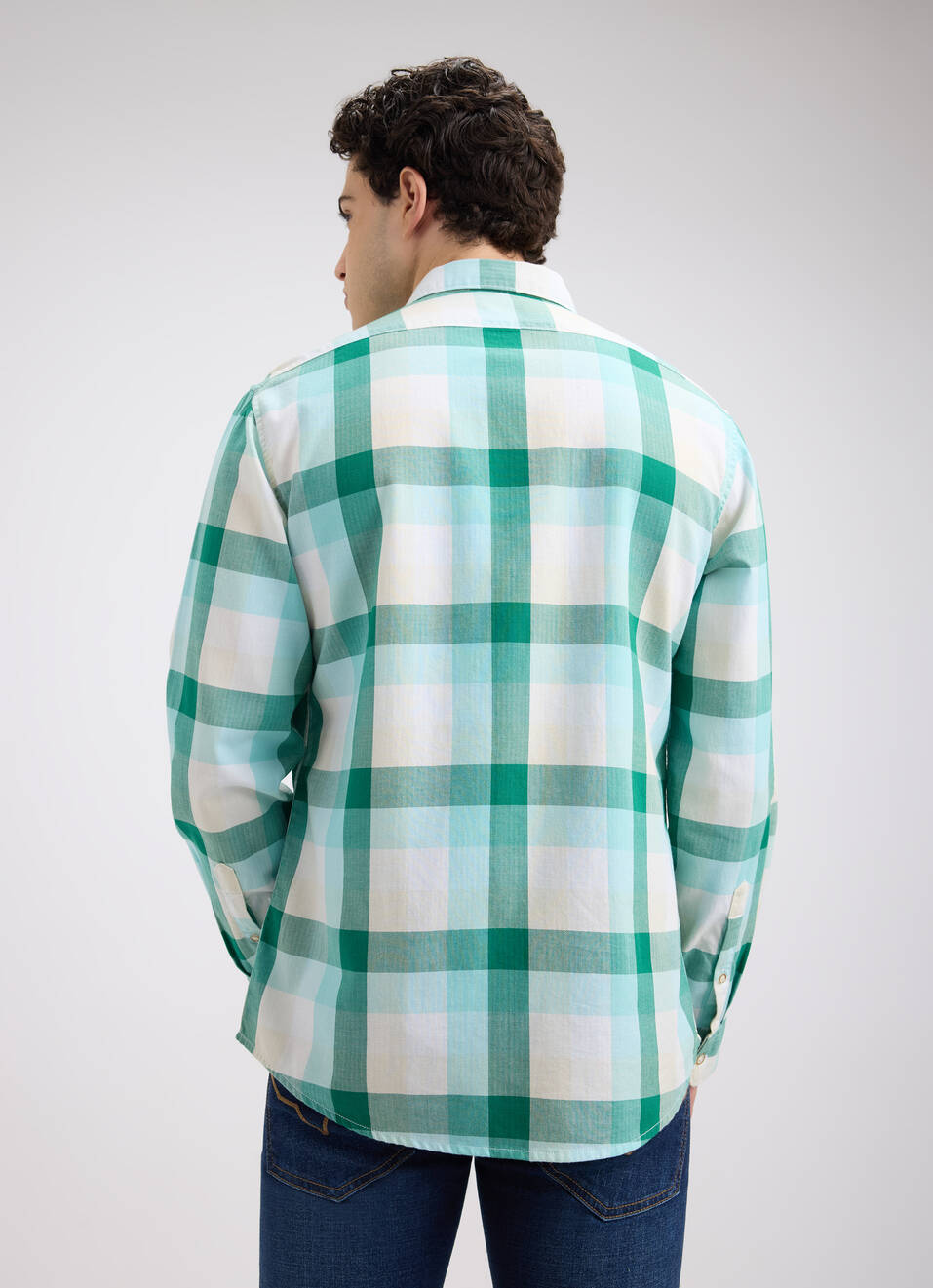 Men Blue Check Full Sleeve Shirt, , large image number 2