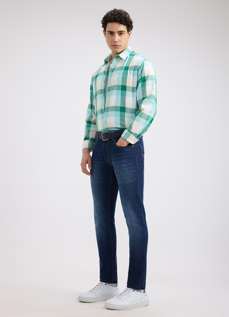 Men Blue Check Full Sleeve Shirt, , large image number 5