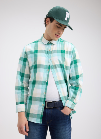 Men Blue Check Full Sleeve Shirt