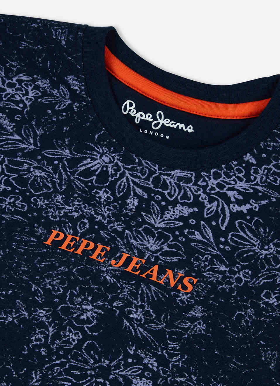 Boys Navy All Over Floral Short Sleeve T-shirt, , large image number 2