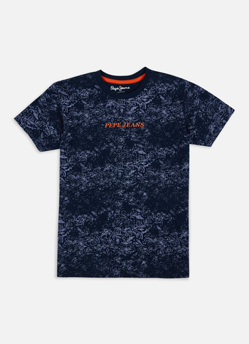 Boys Navy All Over Floral Short Sleeve T-shirt