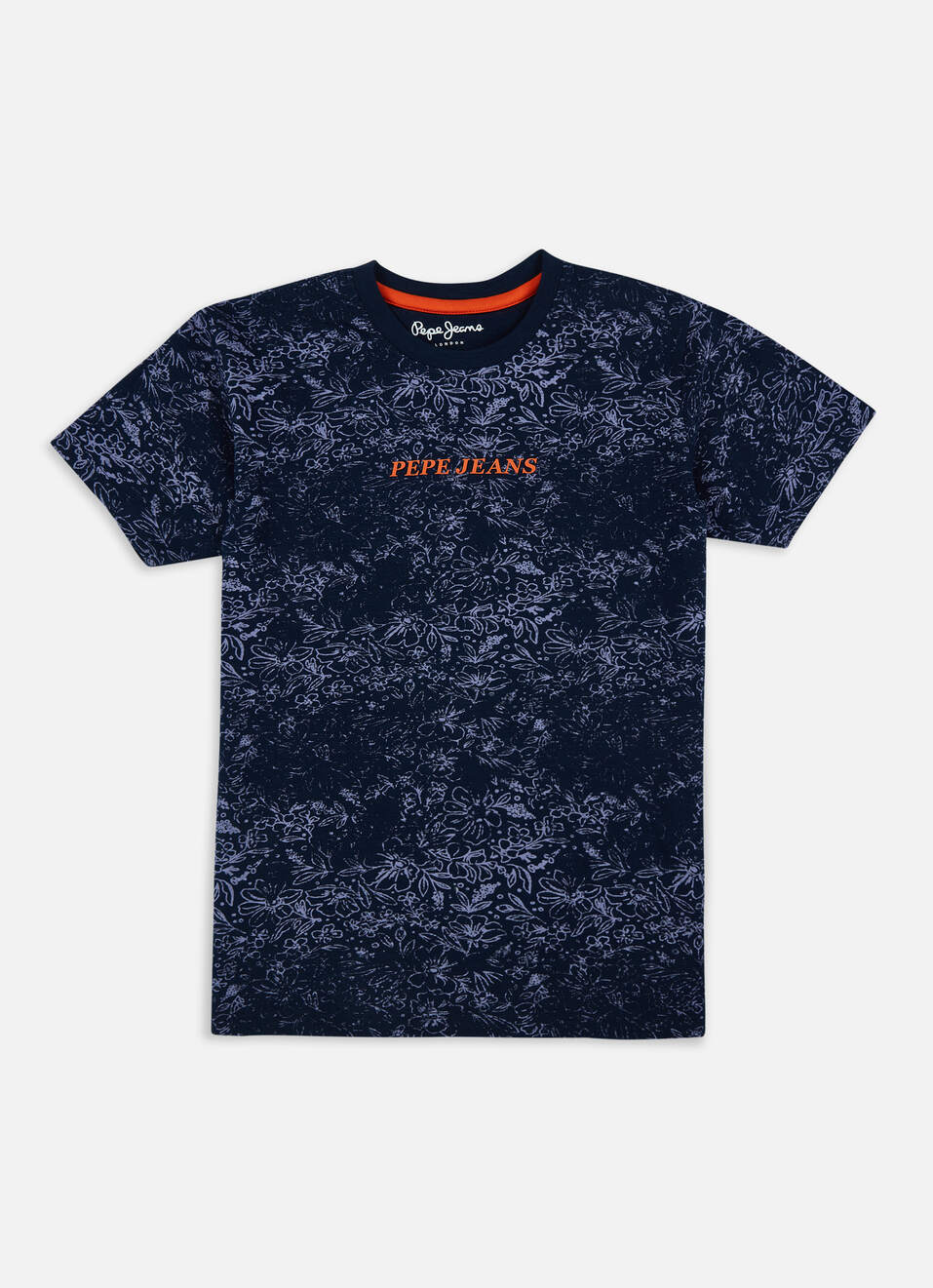 Boys Navy All Over Floral Short Sleeve T-shirt, , large image number 0