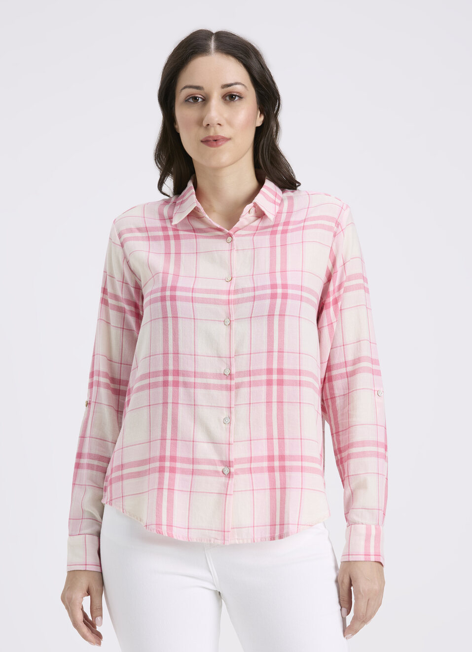 Women Fuchsia Check Full Sleeve Shirt, , large image number 1