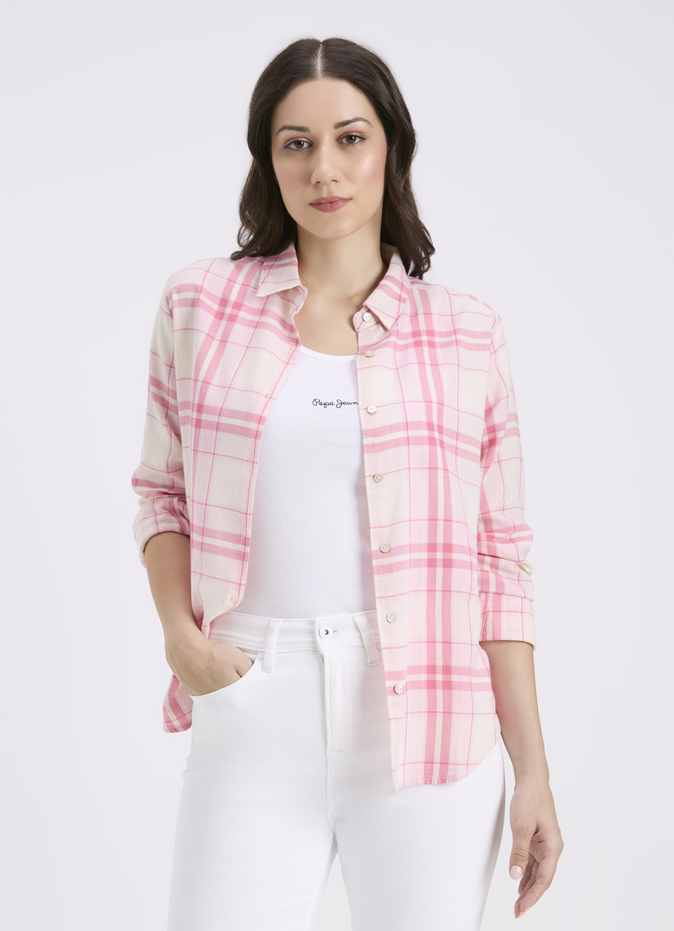 Women Fuchsia Check Full Sleeve Shirt, , large image number 0