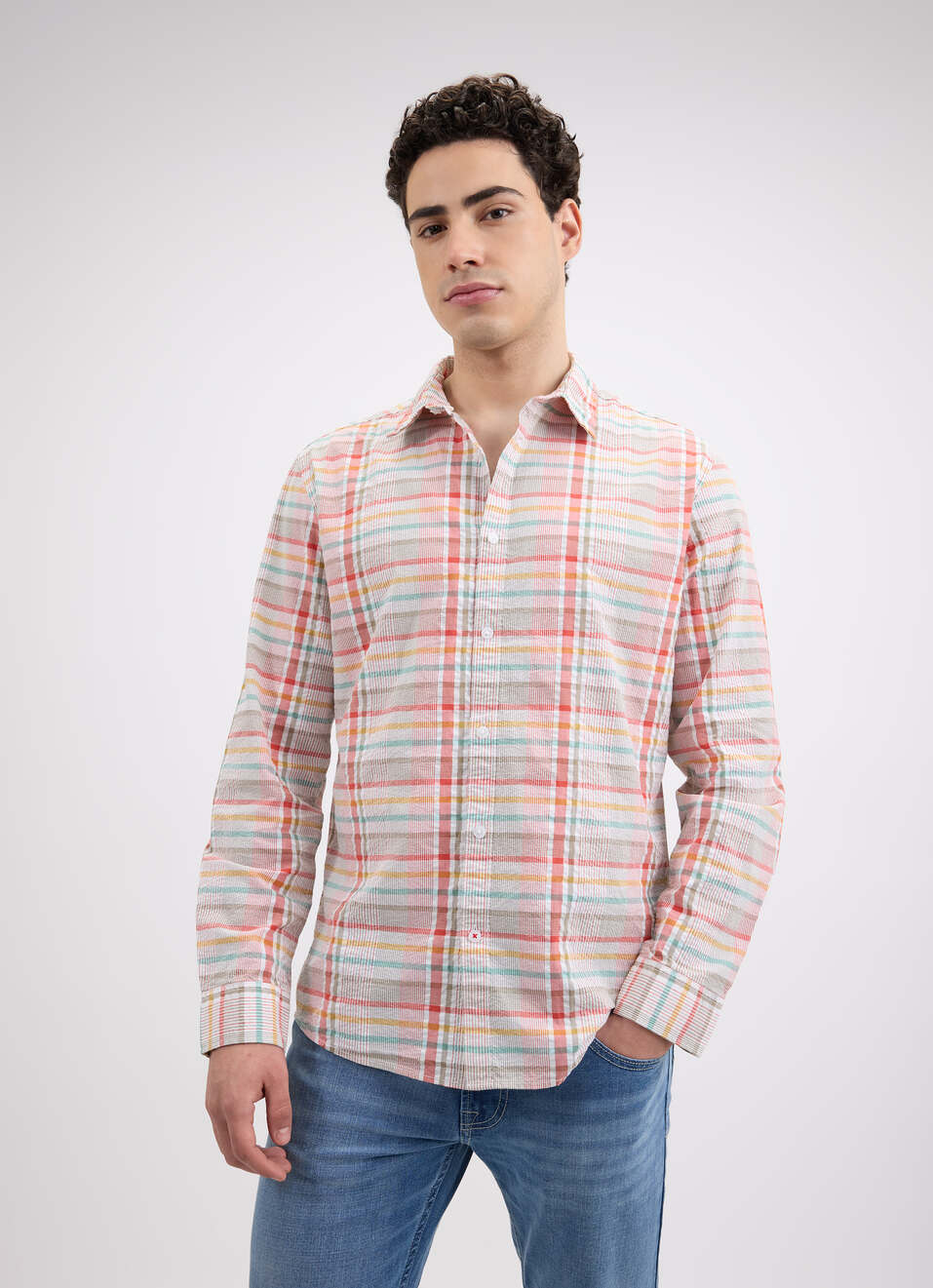 Men Red Check Full Sleeve Shirt, , large image number 1