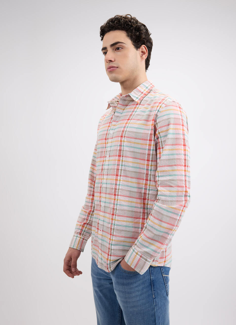 Men Red Check Full Sleeve Shirt, , large image number 3