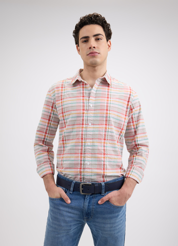 Men Red Check Full Sleeve Shirt