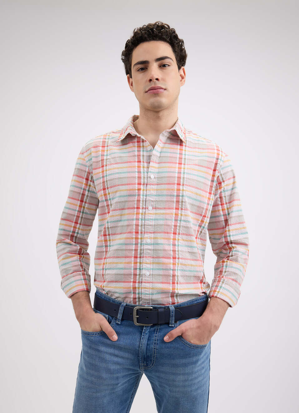 Men Red Check Full Sleeve Shirt, , large image number 0