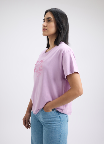 Women Purple Embellished Union Jack Print Short Sleeve T-shirt