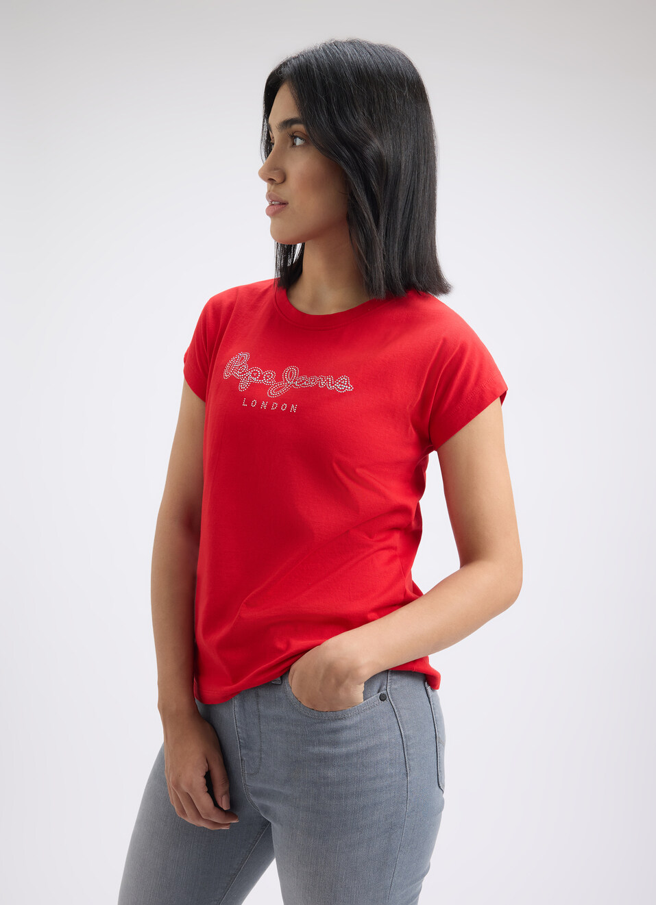 Women Red Embellished Short Sleeve T-shirt, , large image number 3