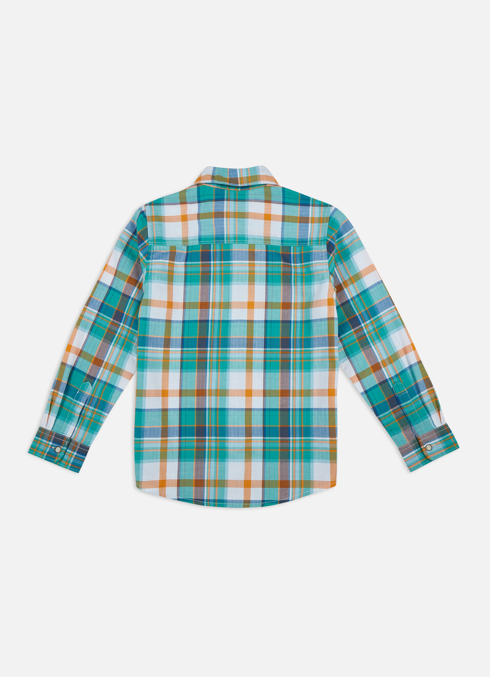 Boys Blue Herringbone Check Full Sleeve Shirt, , large image number 1