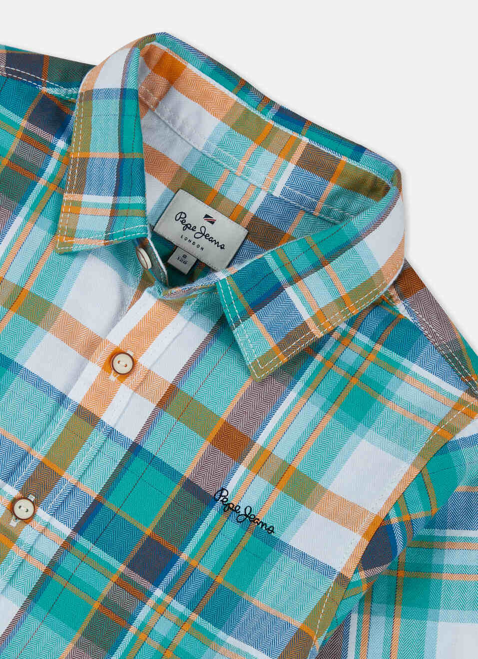 Boys Blue Herringbone Check Full Sleeve Shirt, , large image number 2
