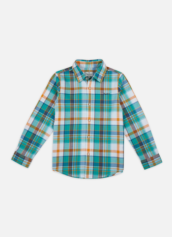 Boys Blue Herringbone Check Full Sleeve Shirt