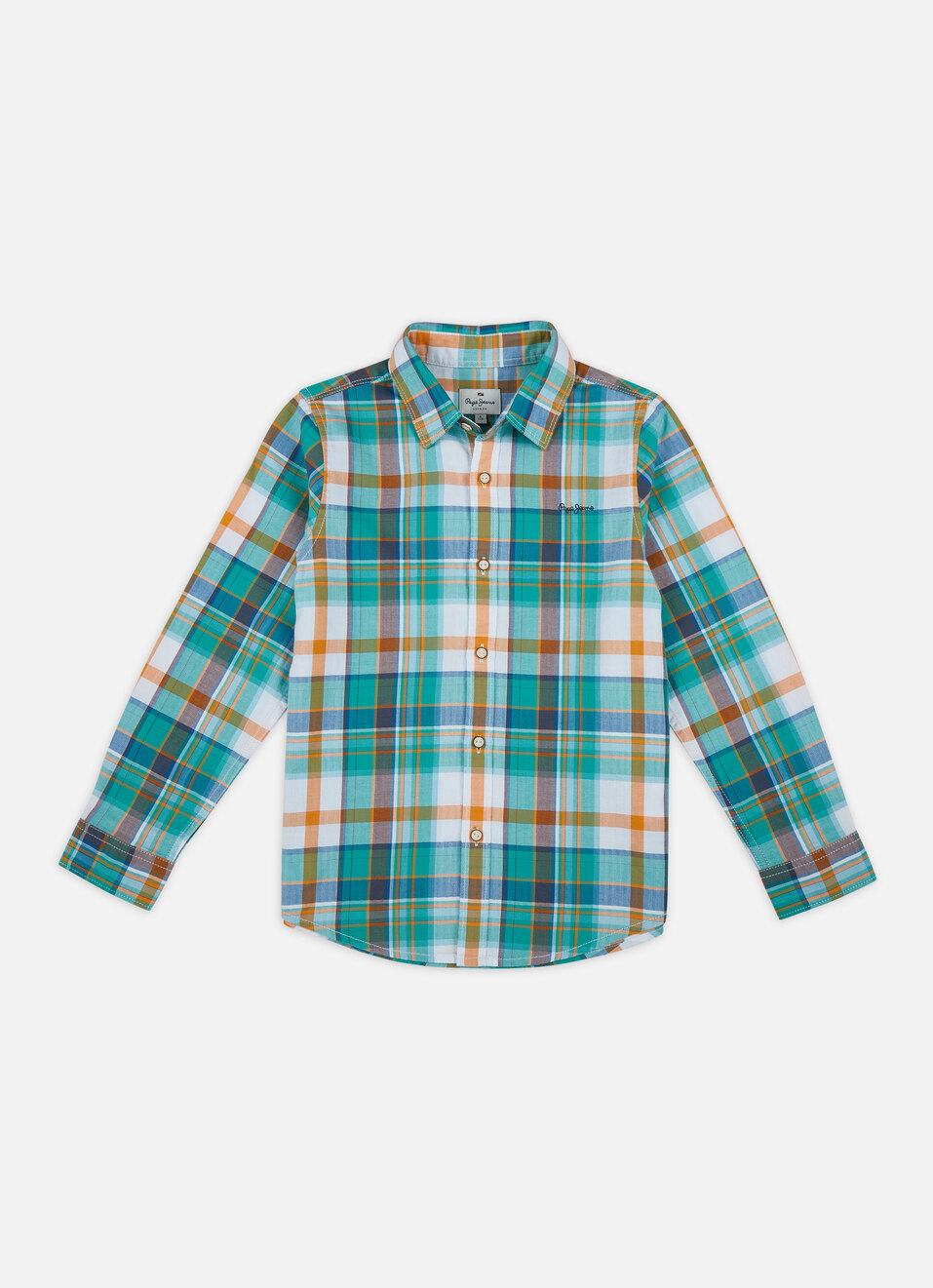 Boys Blue Herringbone Check Full Sleeve Shirt, , large image number 0