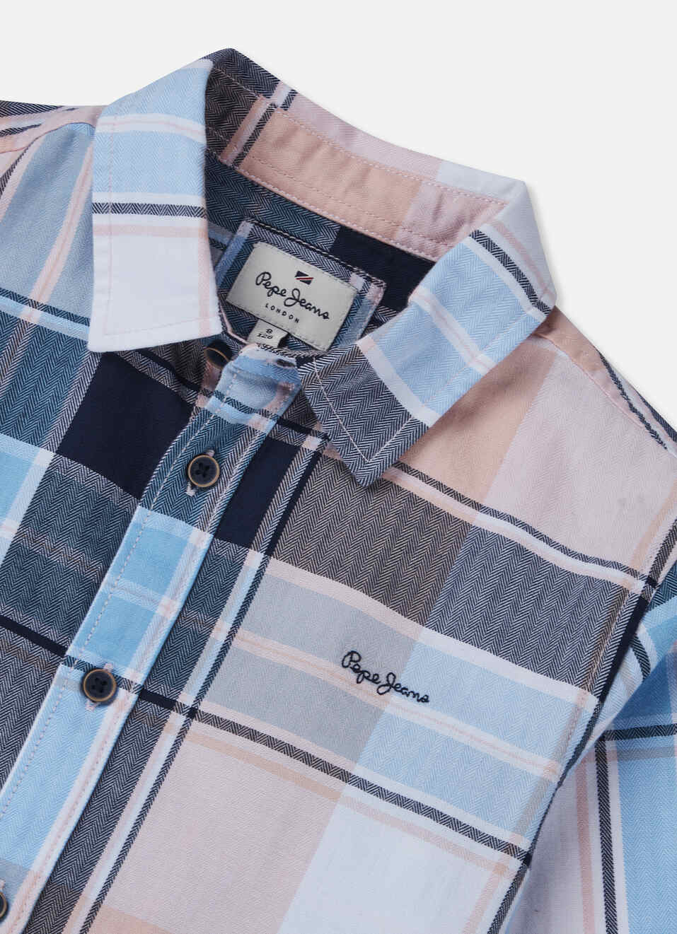 Boys Peach Check Full Sleeve Shirt, , large image number 2