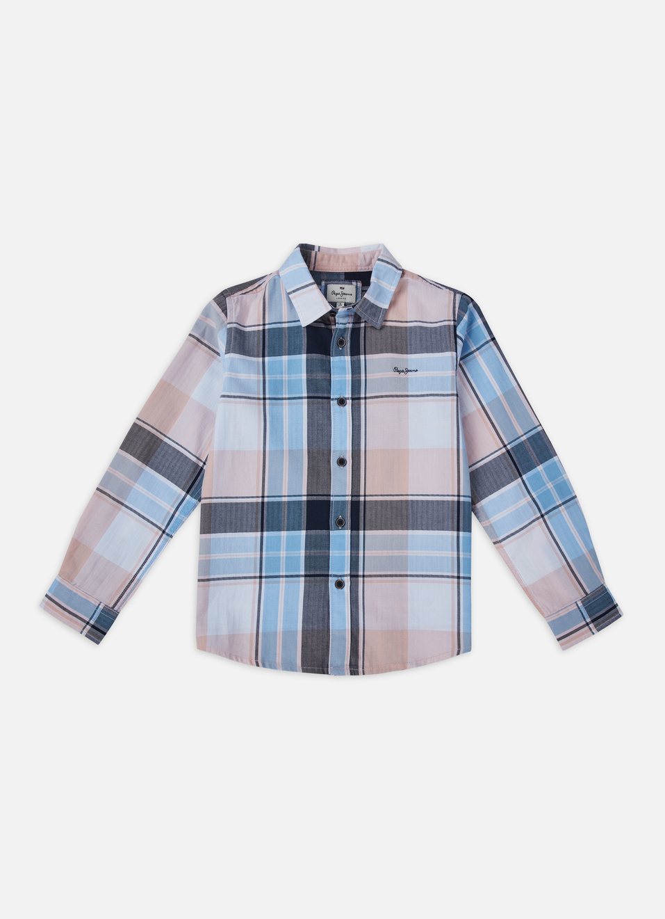 Boys Peach Check Full Sleeve Shirt, , large image number 0
