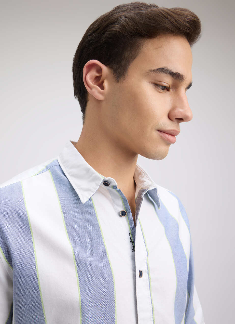 Men Blue Stripe Full Sleeve Shirt, , large image number 4